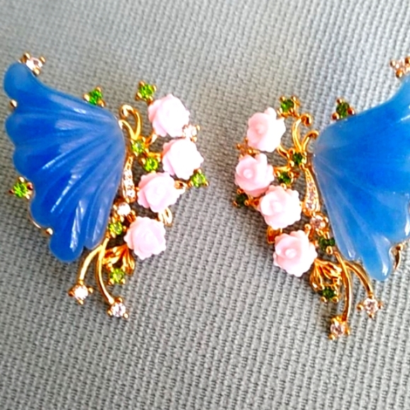 ✳️❇️ STUNNINGLY BEAUTIFUL BLUE JADE EARRING'S ❇️✳️ - Picture 1 of 5